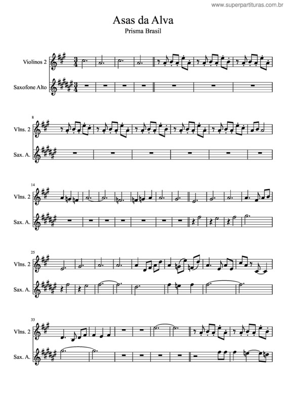 Partitura da música Asas Da Alva v.3