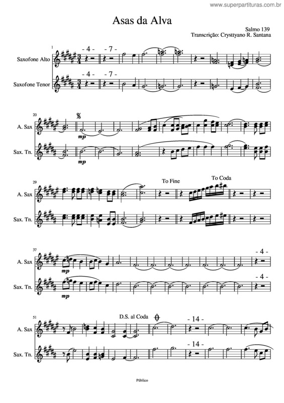 Partitura da música Asas Da Alva v.4