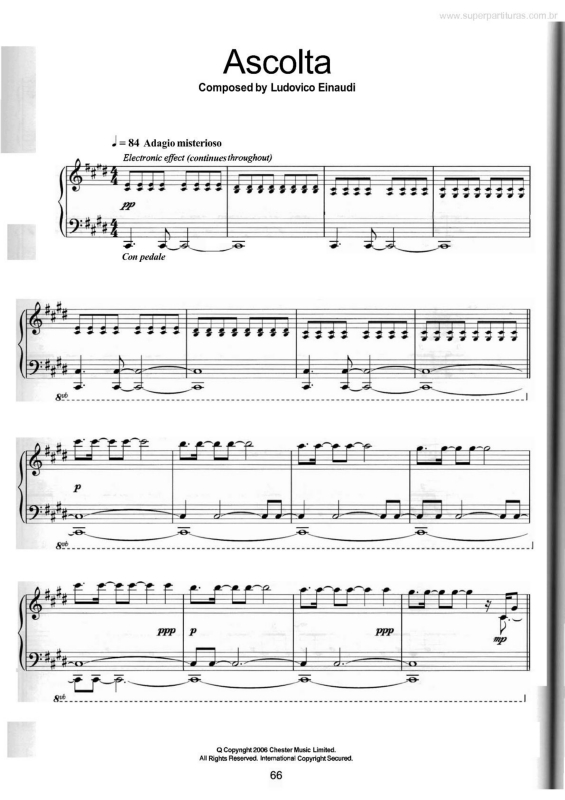 Partitura da música Ascolta