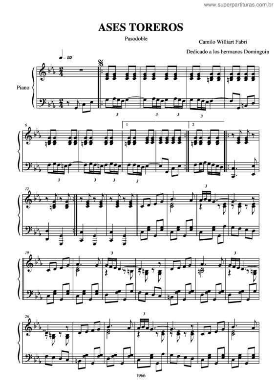 Partitura da música Ases Toreros