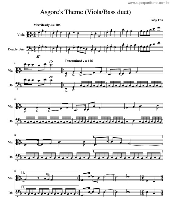 Partitura da música Asgore`S Theme