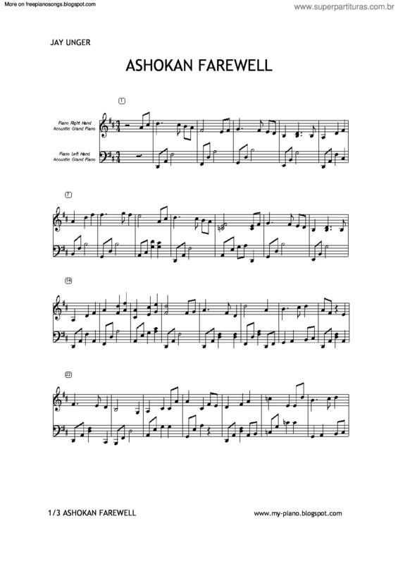 Partitura da música Ashokan Farewell