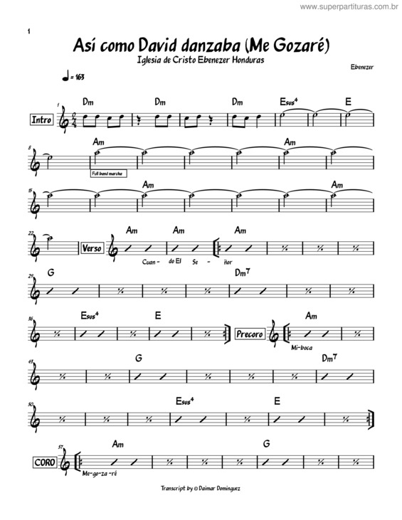 Partitura da música Así Como David Danzaba – Ebenezer Así Como David Danzaba – Iglesia De Cristo Ebenezer Honduras