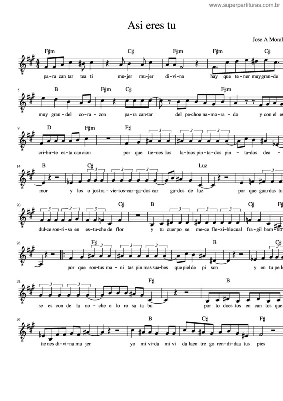 Partitura da música Asi Eres Tu 2