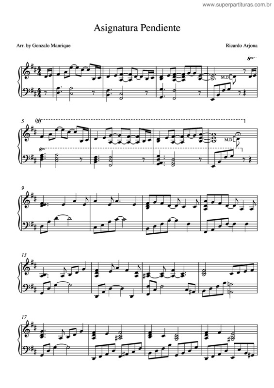 Partitura da música Asignatura Pendiente