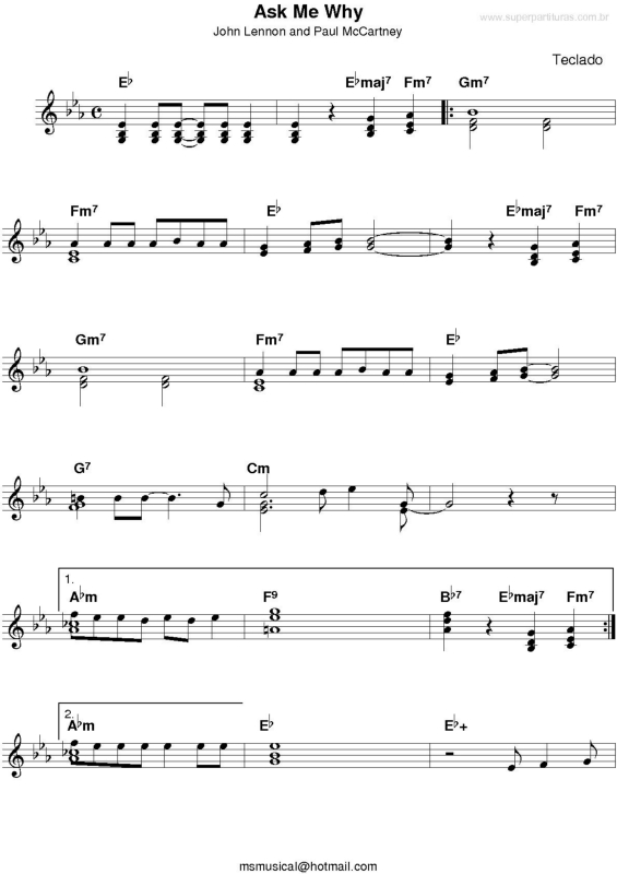 Partitura da música Ask Me Why v.2