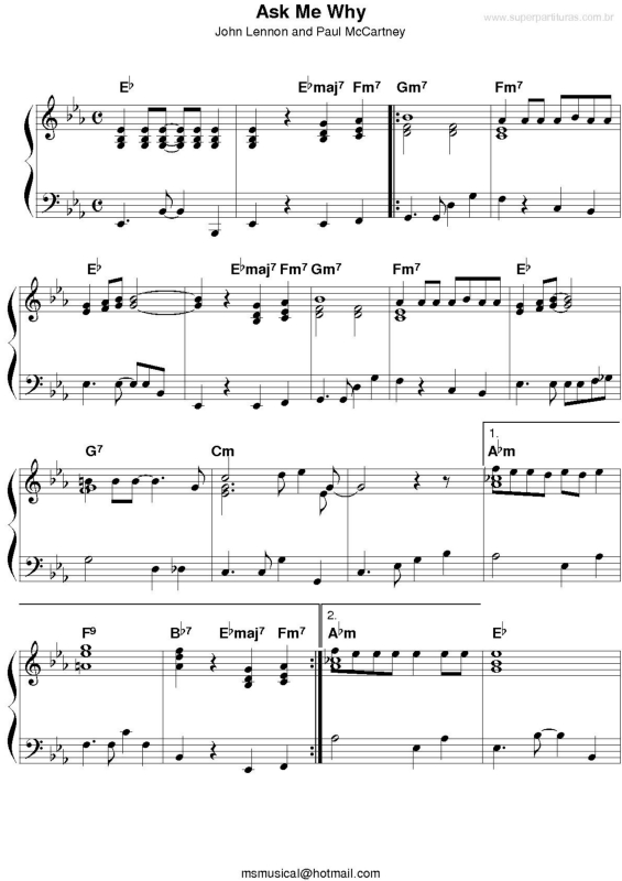 Partitura da música Ask Me Why