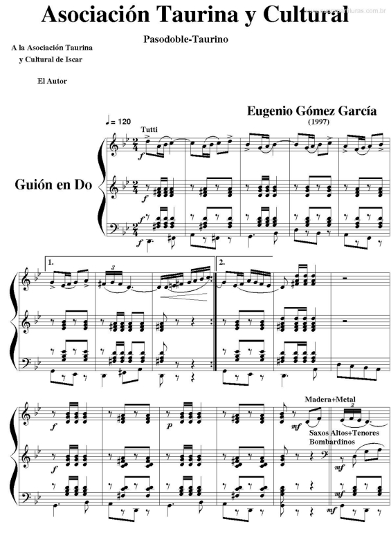 Partitura da música Asociación Taurina y Cultural