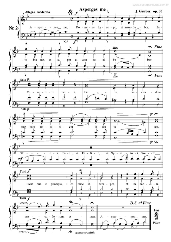 Partitura da música Asperges me (Op. 35 n. 2)