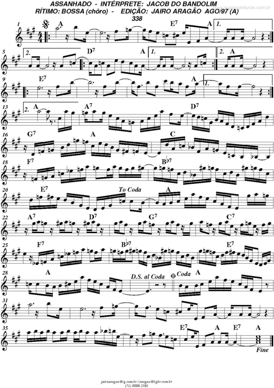 Partitura da música Assanhando