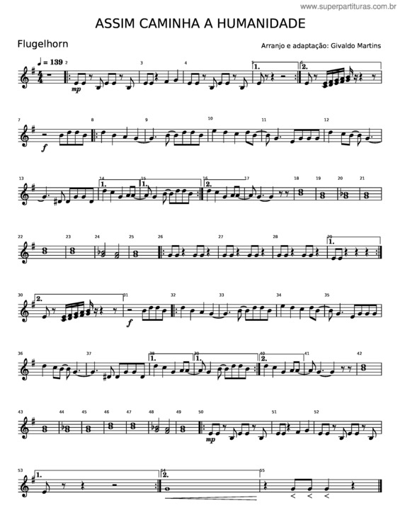 Partitura da música Assim Caminha A Humanidade – Lulu Santos