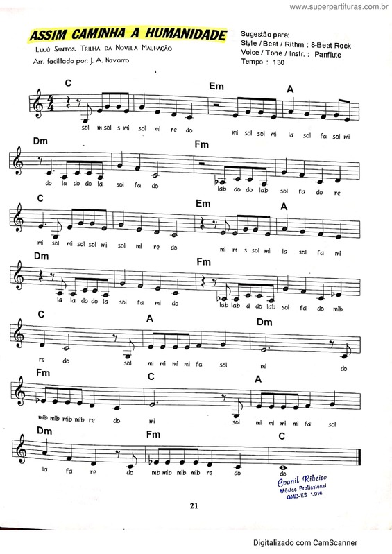 Partitura da música Assim Caminha A Humanidade v.4
