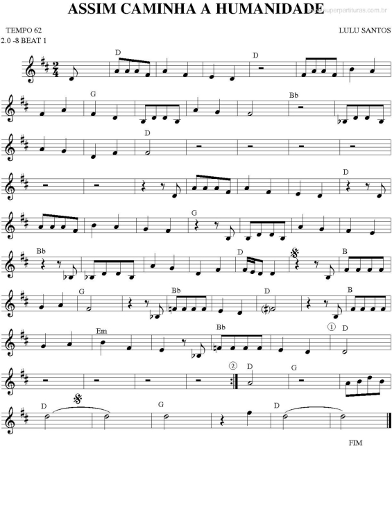 Partitura da música Assim Caminha A Humanidade