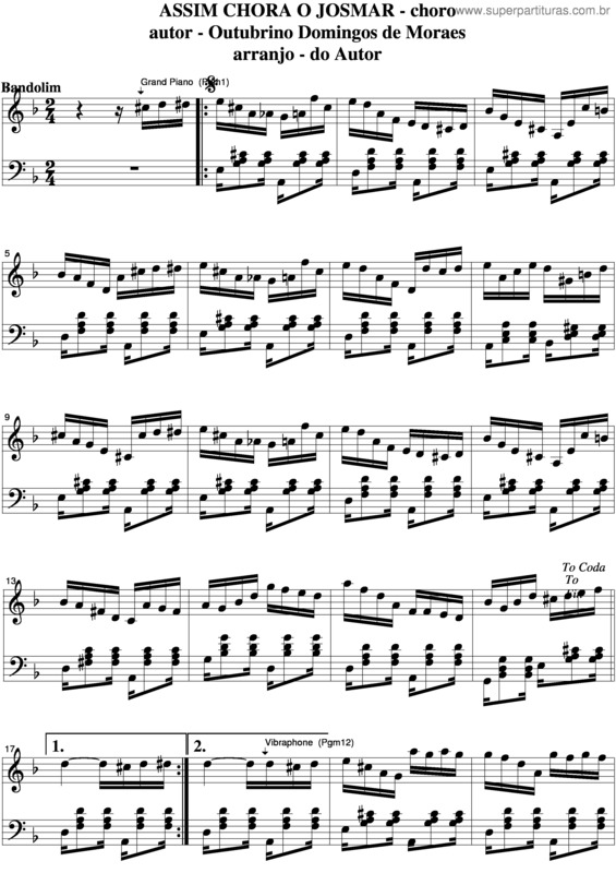 Partitura da música Assim Chora O Josmar v.6