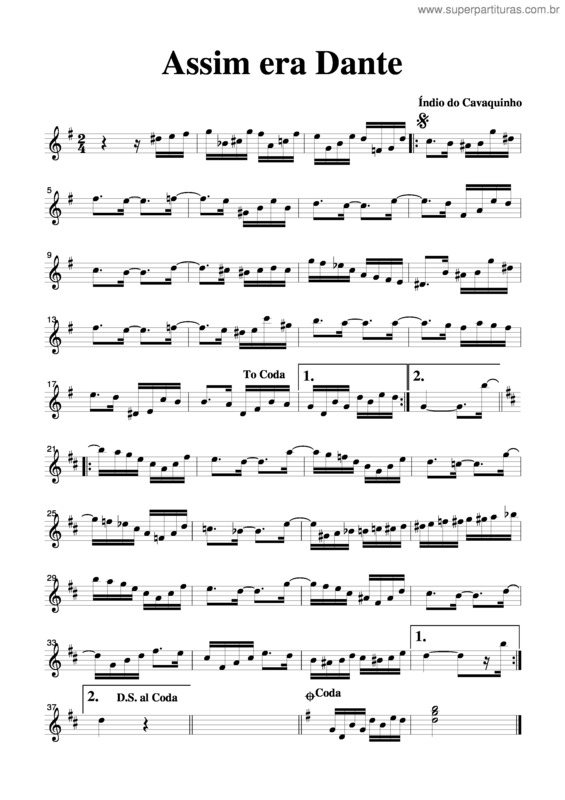 Partitura da música Assim Era Dante