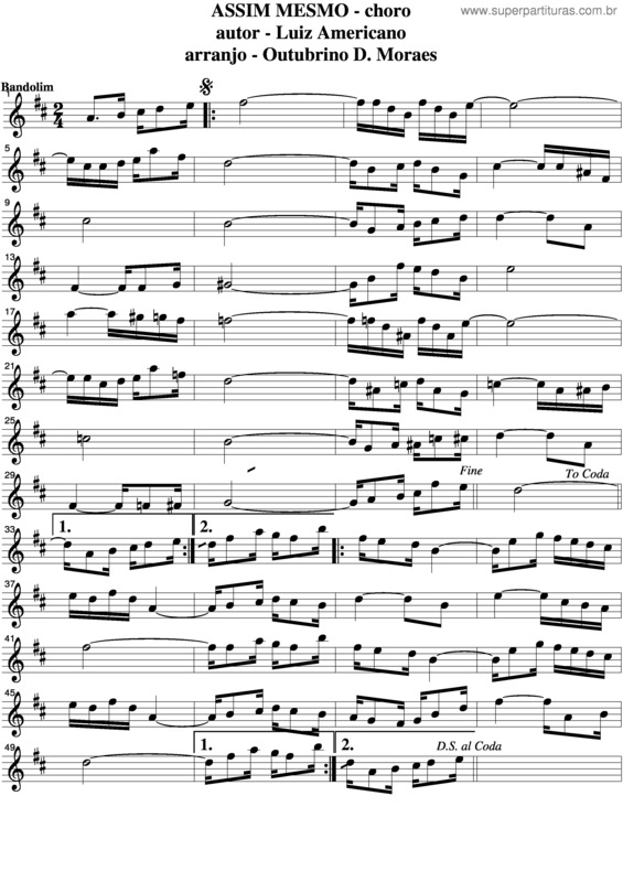 Partitura da música Assim Mesmo v.2