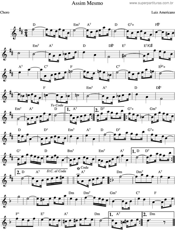 Partitura da música Assim Mesmo