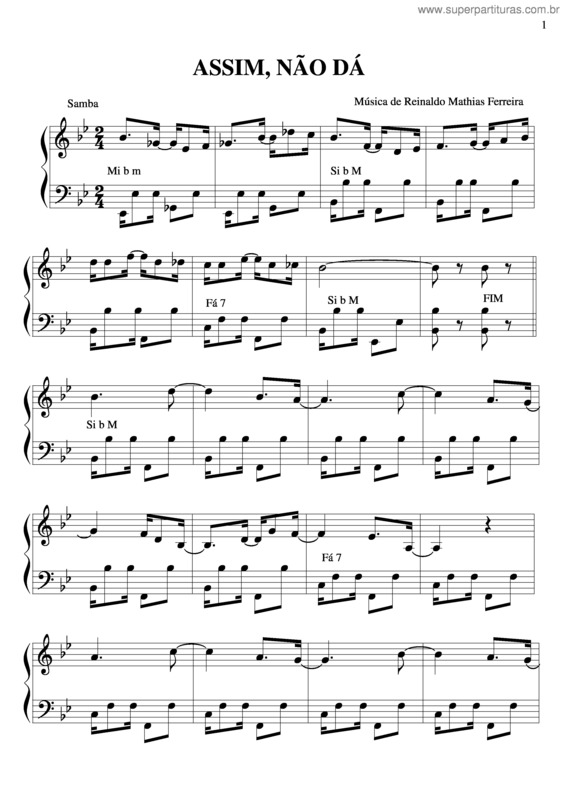 Partitura da música Assim Não Dá