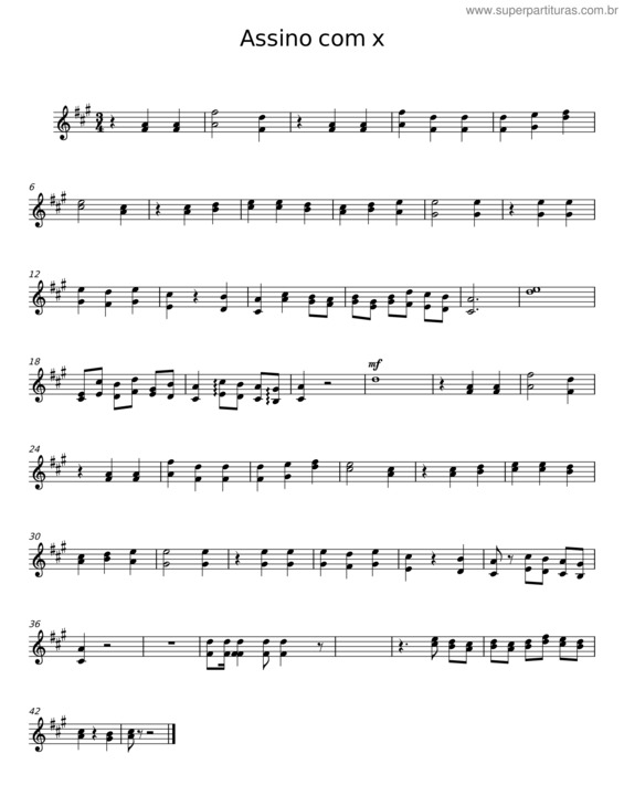 Partitura da música Assino Com X v.2