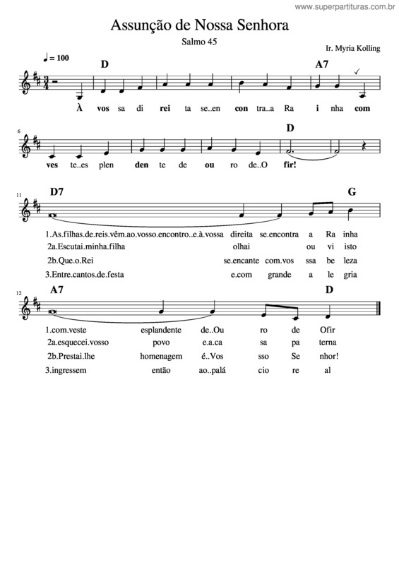Partitura da música Assunção De Nossa Senhora