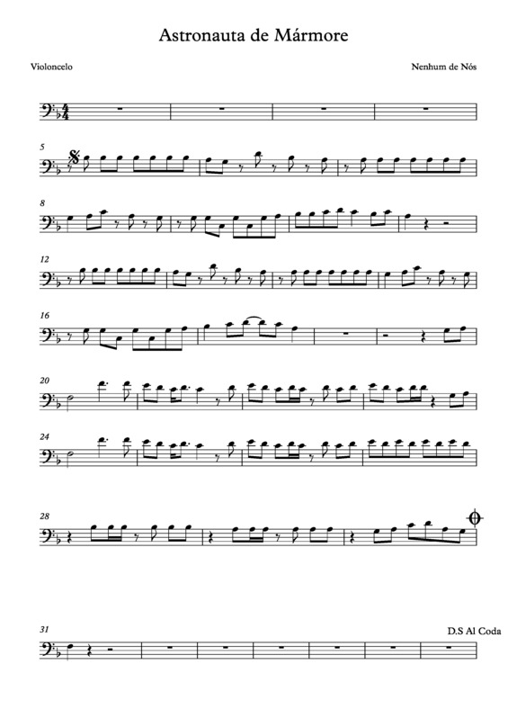 Partitura da música Astronauta de Mármore v.10