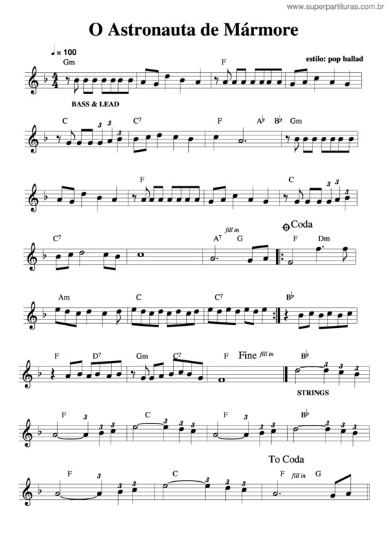 Partitura da música Astronauta De Mármore v.11