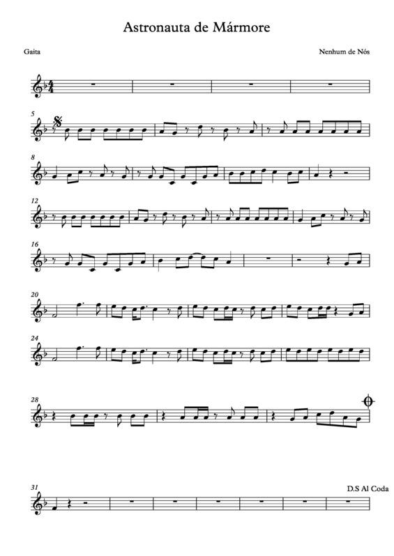 Partitura da música Astronauta de Mármore v.3