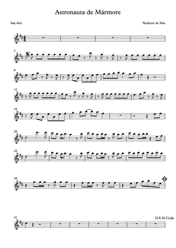 Partitura da música Astronauta de Mármore v.4