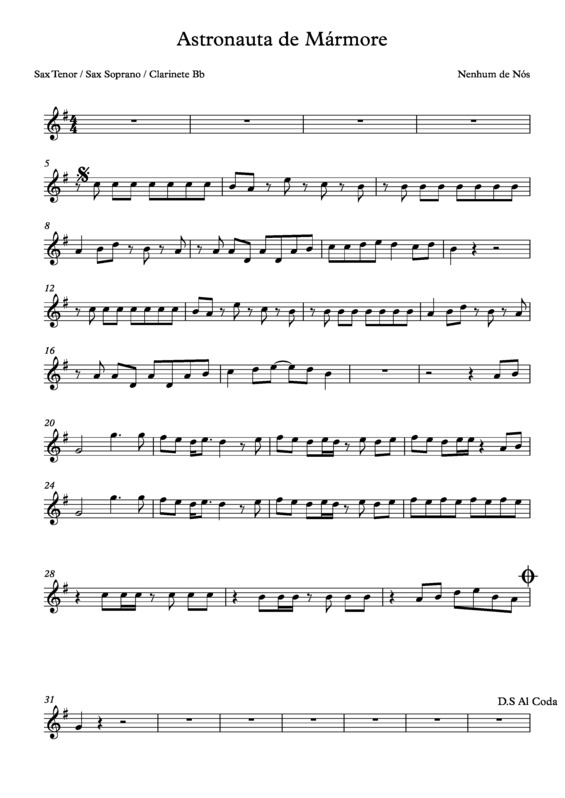 Partitura da música Astronauta de Mármore v.5