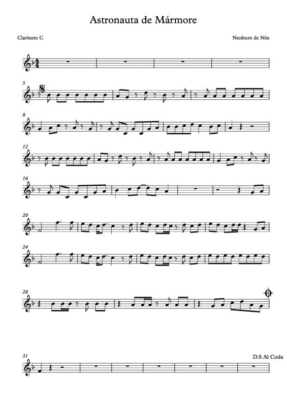 Partitura da música Astronauta de Mármore