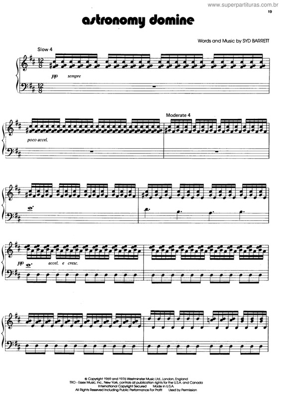 Partitura da música Astronomy domine