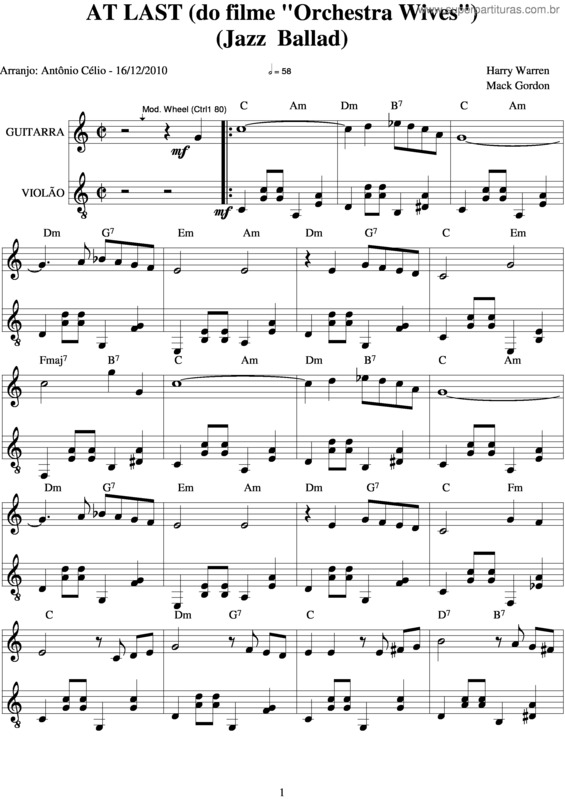 Partitura da música At Last v.3