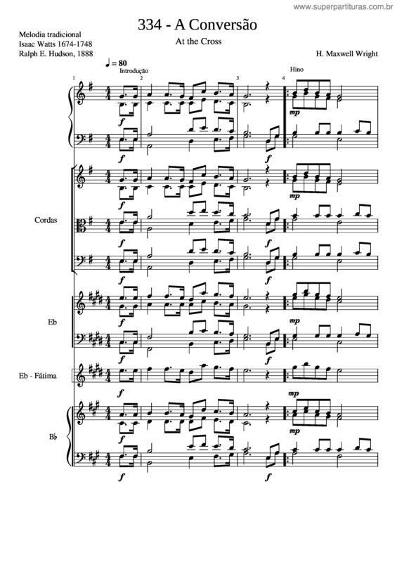 Partitura da música At The Cross – Nc – 334 – A Conversão