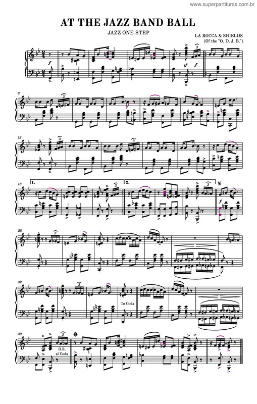 Partitura da música At The Jazz Band Ball – Dominic James La Rocca & Lawrence James Shields