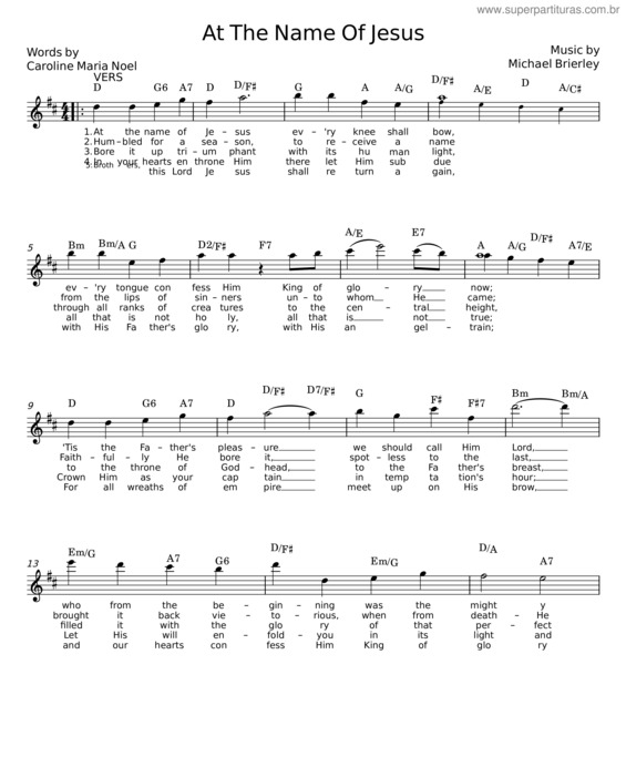 Partitura da música At The Name Of Jesus v.2