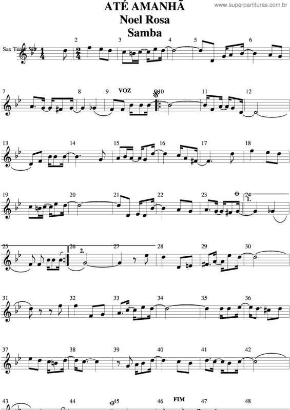 Partitura da música Até Amanhã v.3