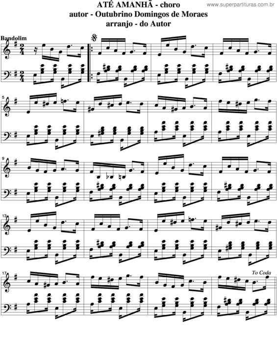 Partitura da música Até Amanhã v.6