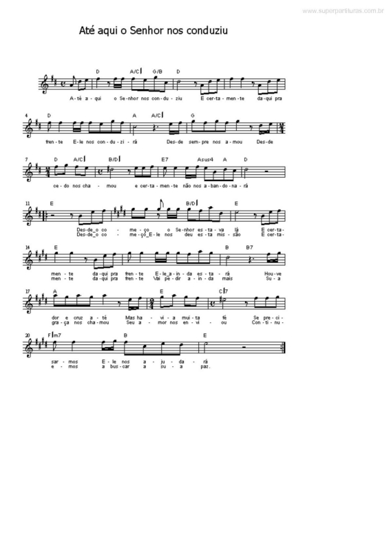 Partitura da música Até Aqui o Senhor nos Conduziu