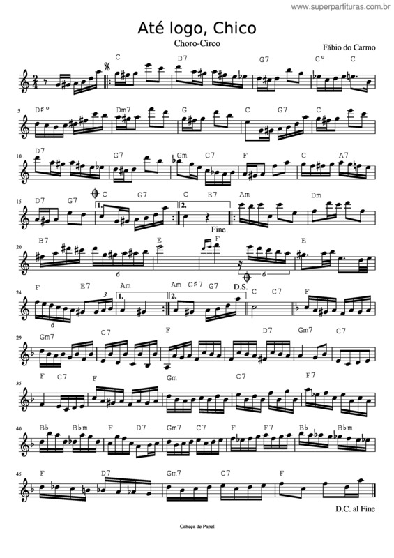 Partitura da música Até Logo, Chico!