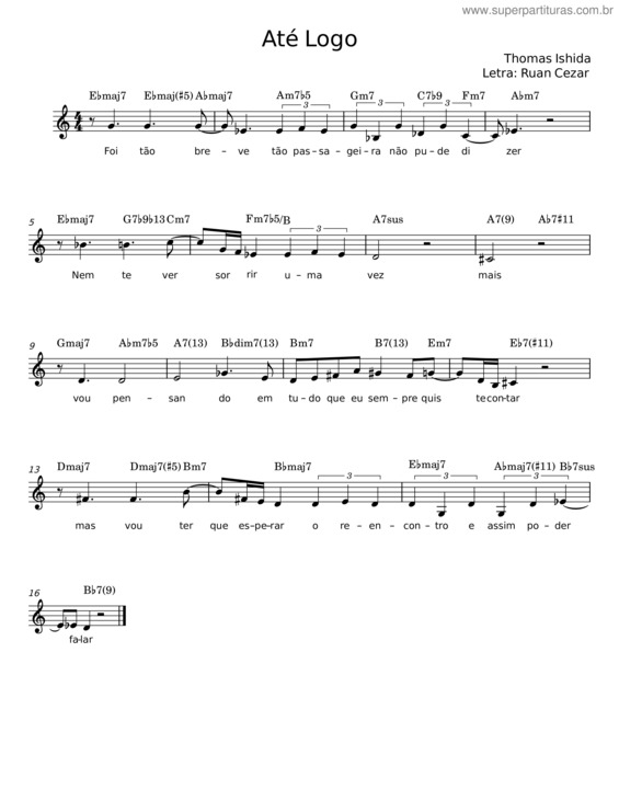 Partitura da música Até Logo