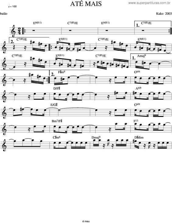 Partitura da música Até Mais