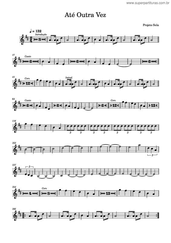 Partitura da música Até Outra Vez