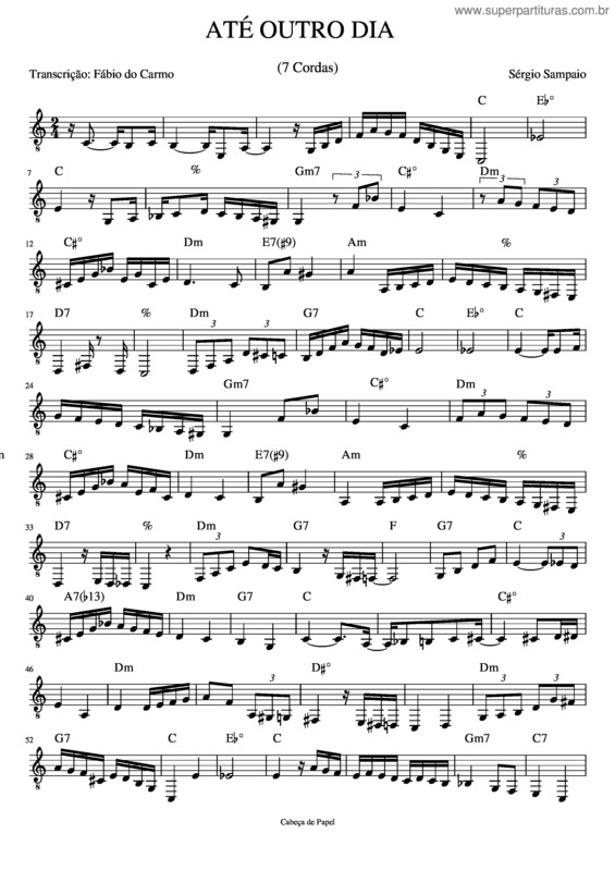 Partitura da música Até Outro Dia