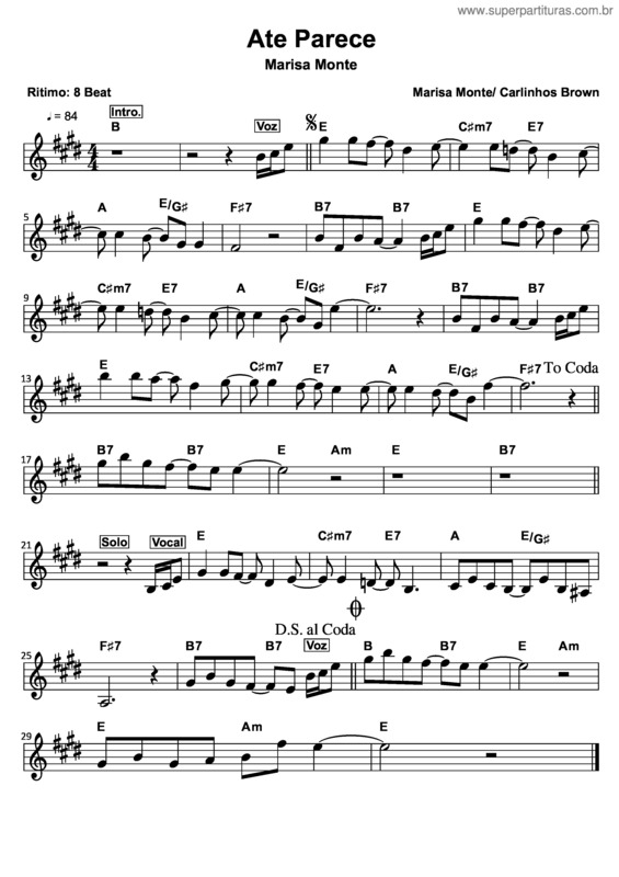 Partitura da música Até Parece