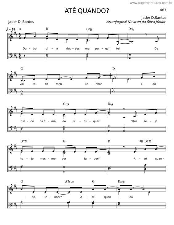 Partitura da música Até Quando? – Jader D. Santos