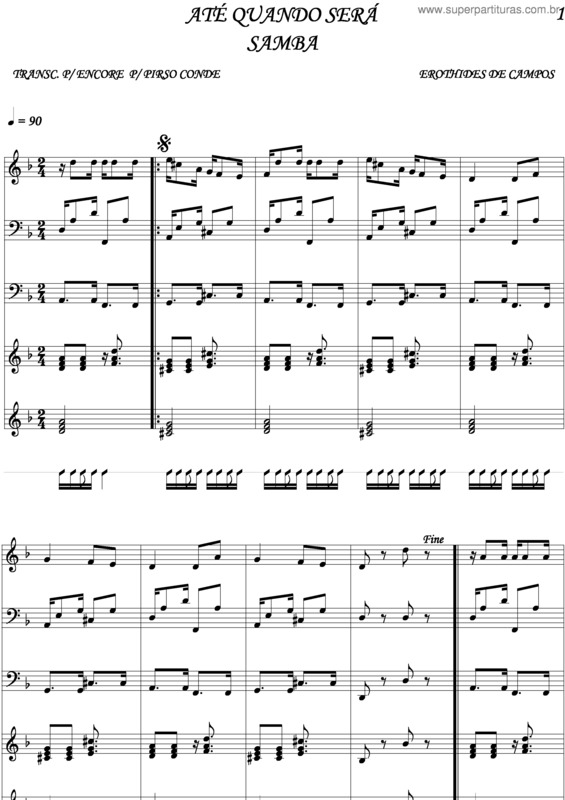 Partitura da música Até Quando Será