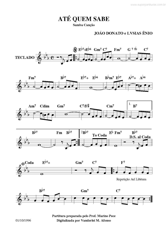 Partitura da música Até Quem Sabe