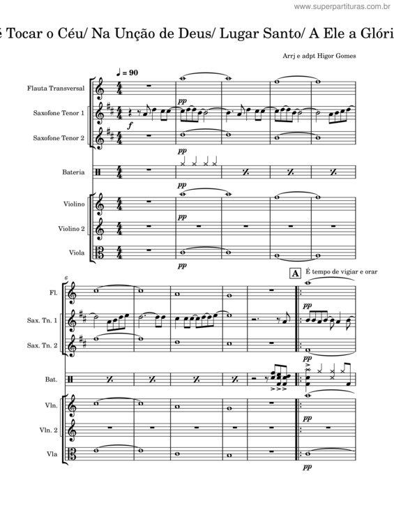 Partitura da música Até Tocar O Céu – Unknown Author