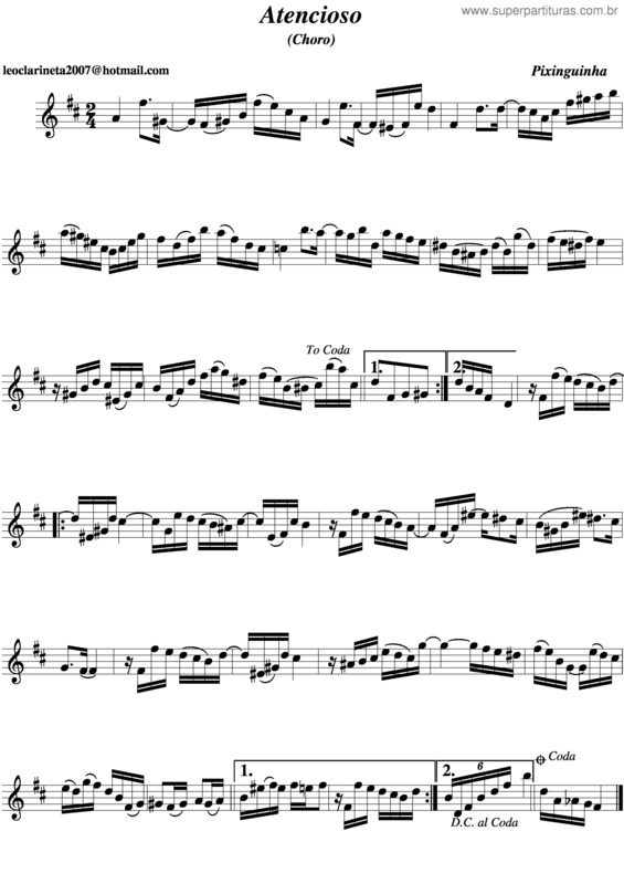 Partitura da música Atencioso