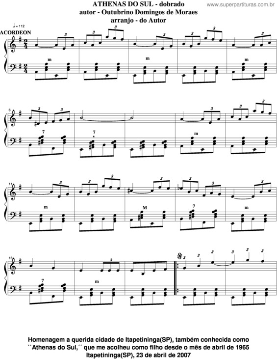 Partitura da música Athenas Do Sul v.2